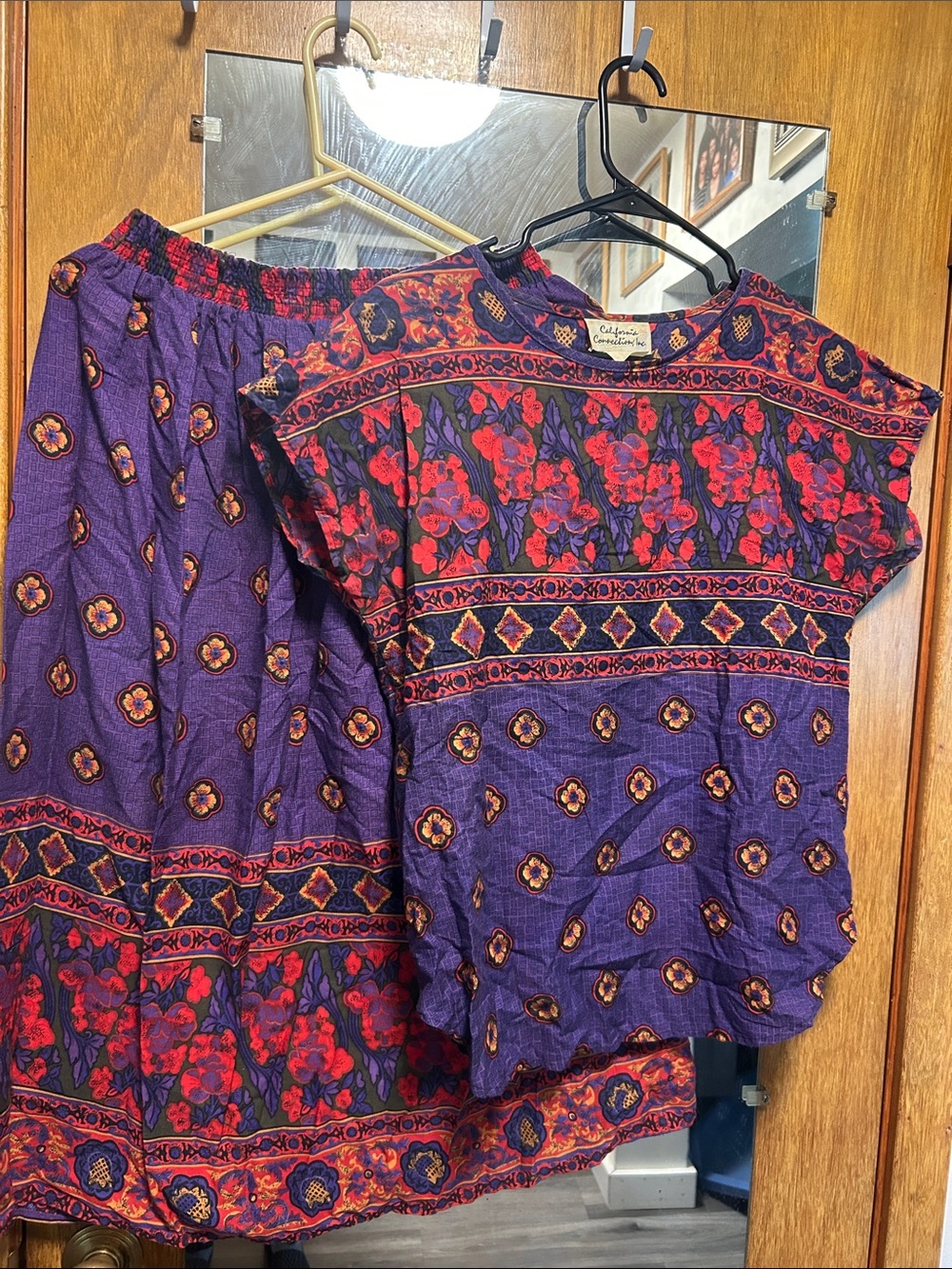 Vintage Purple Floral Print Two-Piece Set